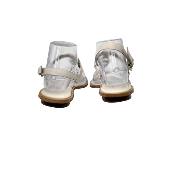 Michael Kors Womens Leather Sandals Size 8.5M Ivory MK Logo Adjustable Strap - Picture 8 of 10